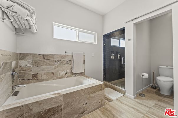 Bathroom, Glass Shower, Interior, Wood Texture Flooring