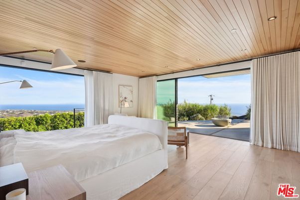 Bedroom, Interior, Recessed Lighting, Water, Wooden Ceilings, Wood Texture Flooring