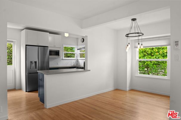 Interior, Kitchen, Pendant Lights, Stainless Steel Appliances, Wood Texture Flooring
