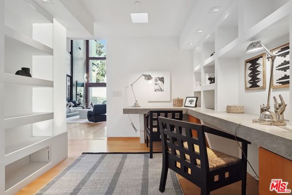 Home Office, Interior, Recessed Lighting, Wood Texture Flooring