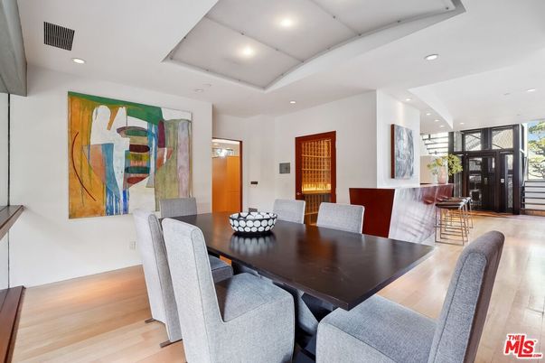 Dining room, Interior, Recessed Lighting, Wood Texture Flooring