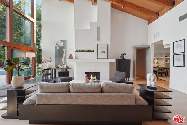 Dining room, Fireplace, Interior, Living room, Wooden Beams, Wooden Ceilings, Wood Texture Flooring