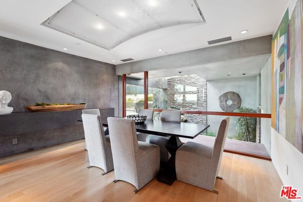 Dining room, Interior, Recessed Lighting, Wood Texture Flooring