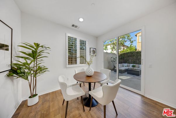 Dining room, Interior, Recessed Lighting, Wood Texture Flooring