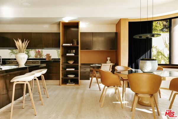 Dining room, Interior, Kitchen, Pendant Lights, Wood Texture Flooring