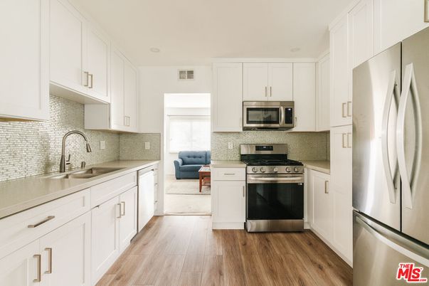 Interior, Kitchen, Stainless Steel Appliances, Wood Texture Flooring
