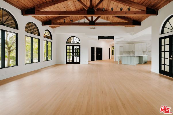 Empty room, Interior, Kitchen, Wooden Beams, Wooden Ceilings, Wood Texture Flooring