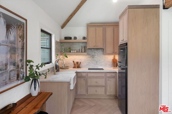 Interior, Kitchen, Recessed Lighting, Wooden Beams, Wood Texture Flooring