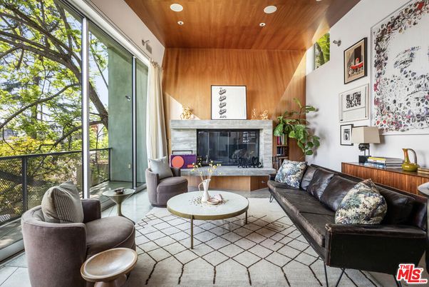 Fireplace, Interior, Living room, Recessed Lighting, Wooden Ceilings, Wooden Walls