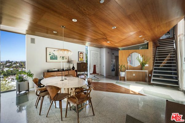 Dining room, Interior, Pendant Lights, Recessed Lighting, Wooden Ceilings