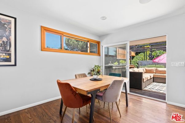 Dining room, Interior, Recessed Lighting, Wood Texture Flooring