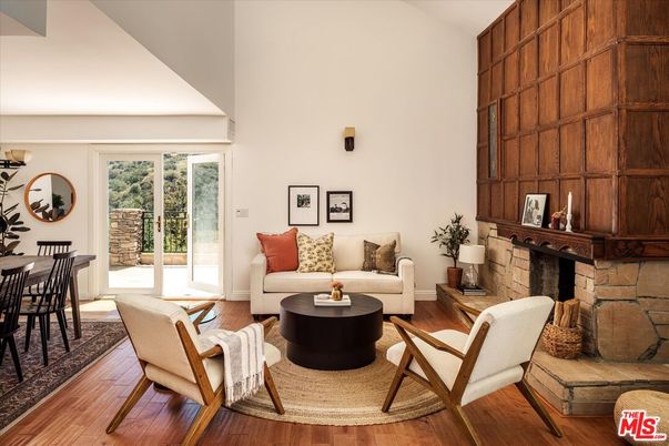 Dining room, Fireplace, Interior, Living room, Wood Texture Flooring