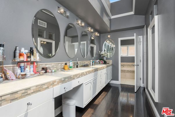 Bathroom, Dual Sink Vanities, Interior, Wood Texture Flooring