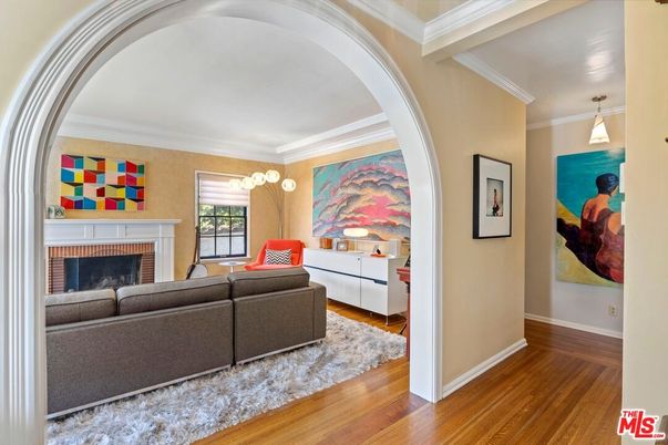Fireplace, Interior, Living room, Pendant Lights, Wood Texture Flooring