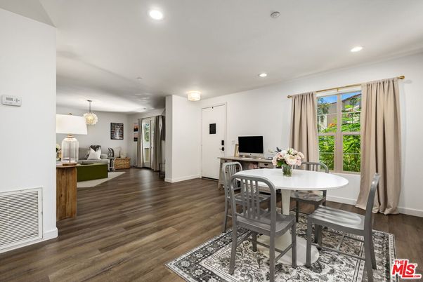 Dining room, Interior, Recessed Lighting, Wood Texture Flooring