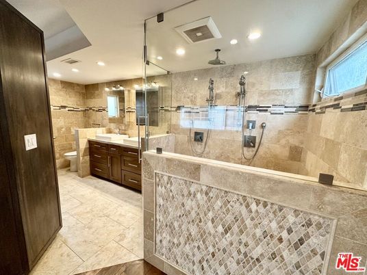 Bathroom, Dual Sink Vanities, Glass Shower, Interior, Recessed Lighting