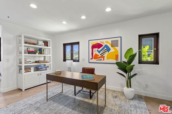 Home Office, Interior, Recessed Lighting, Wood Texture Flooring