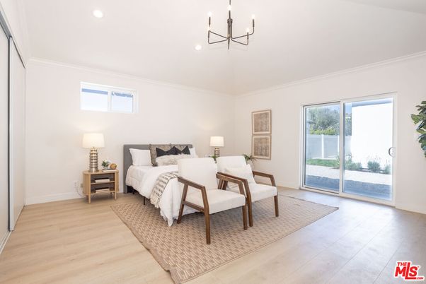 Bedroom, Chandelier, Interior, Recessed Lighting, Wood Texture Flooring