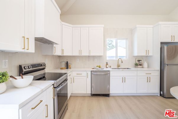 Interior, Kitchen, Stainless Steel Appliances, Wood Texture Flooring