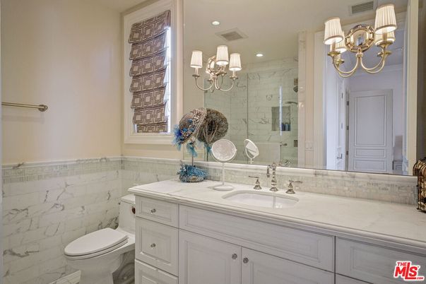 Bathroom, Glass Shower, Interior, Marble Walls, Recessed Lighting
