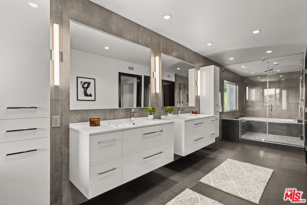 Bathroom, Dual Sink Vanities, Glass Shower, Interior, Recessed Lighting