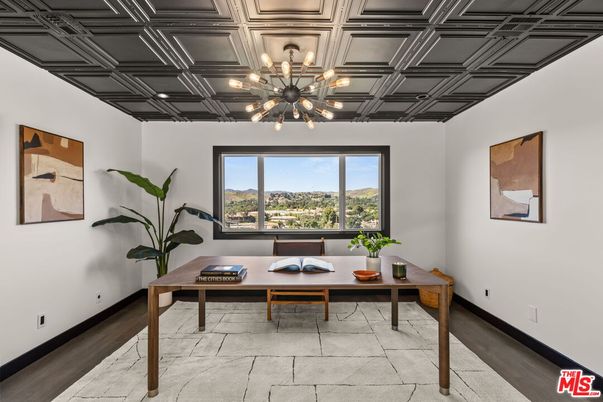 Home Office, Interior, Pendant Lights, Wood Texture Flooring