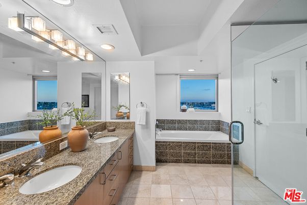 Bathroom, Dual Sink Vanities, Glass Shower, Interior, Recessed Lighting, Water
