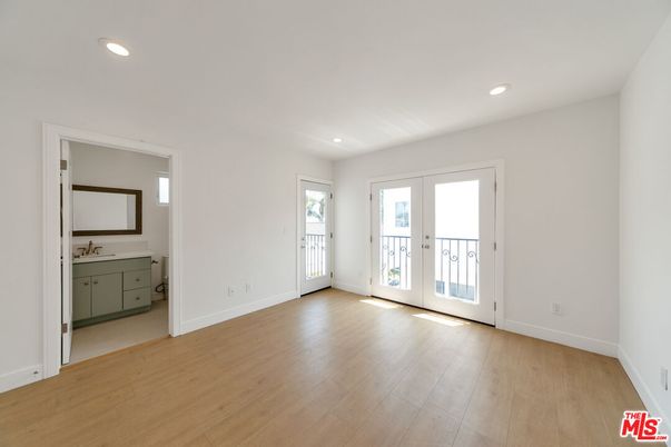 Bathroom, Empty room, Interior, Recessed Lighting, Wood Texture Flooring
