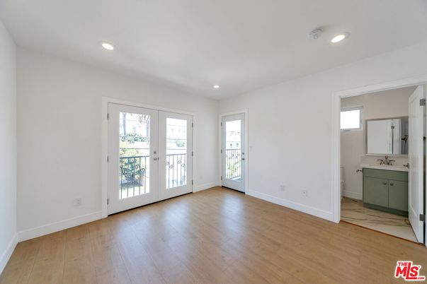 Bathroom, Empty room, Interior, Recessed Lighting, Wood Texture Flooring