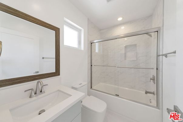 Bathroom, Glass Shower, Interior, Marble Walls, Recessed Lighting