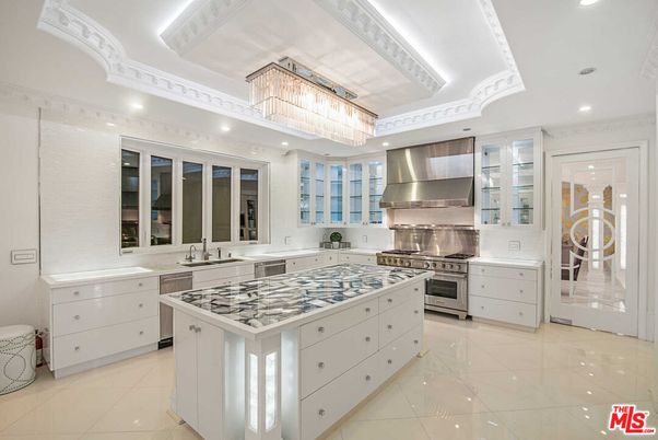 Chandelier, Interior, Kitchen, Recessed Lighting, Stainless Steel Appliances
