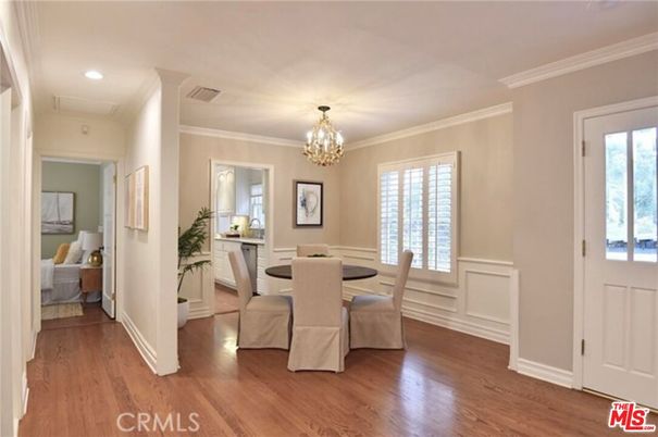 Bedroom, Chandelier, Dining room, Interior, Recessed Lighting, Wood Texture Flooring