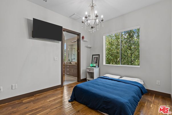Bedroom, Chandelier, Interior, Wood Texture Flooring