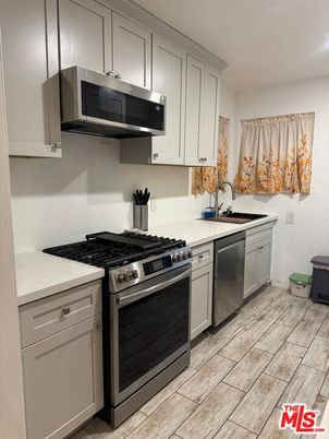 Interior, Kitchen, Stainless Steel Appliances, Wood Texture Flooring