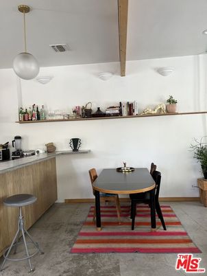 Dining room, Interior, Pendant Lights, Recessed Lighting, Wooden Beams