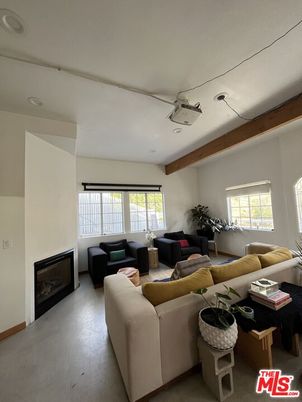 Fireplace, Interior, Living room, Recessed Lighting, Wooden Beams, Wood Texture Flooring