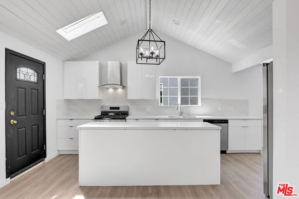 Interior, Kitchen, Pendant Lights, Stainless Steel Appliances, Wood Texture Flooring