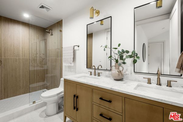 Bathroom, Dual Sink Vanities, Glass Shower, Interior, Recessed Lighting
