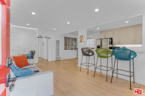 Interior, Kitchen, Living room, Recessed Lighting, Wood Texture Flooring
