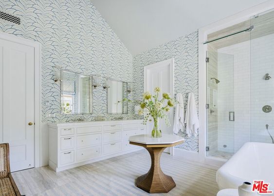 Bathroom, Glass Shower, Interior, Wood Texture Flooring