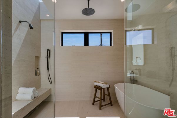 Bathroom, Free Standing Baths, Glass Shower, Interior, Recessed Lighting
