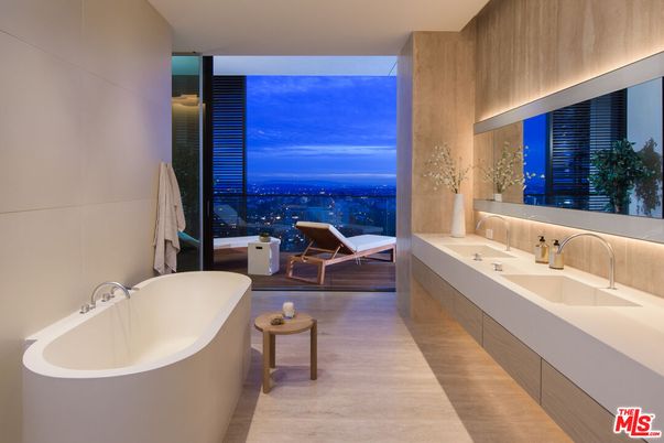 Bathroom, Dual Sink Vanities, Free Standing Baths, Interior, Wood Texture Flooring