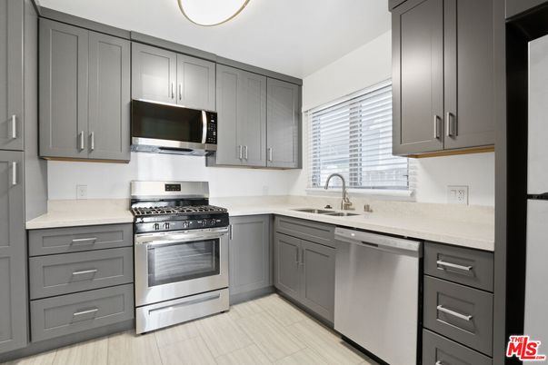 Interior, Kitchen, Stainless Steel Appliances, Wood Texture Flooring