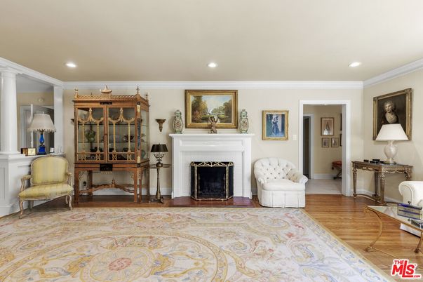 Fireplace, Interior, Recessed Lighting, Wood Texture Flooring