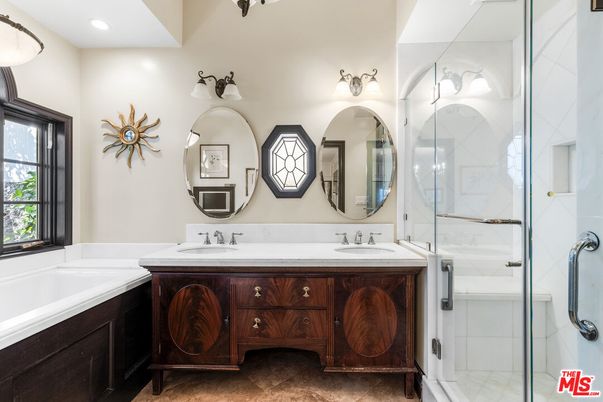 Bathroom, Dual Sink Vanities, Glass Shower, Interior, Recessed Lighting