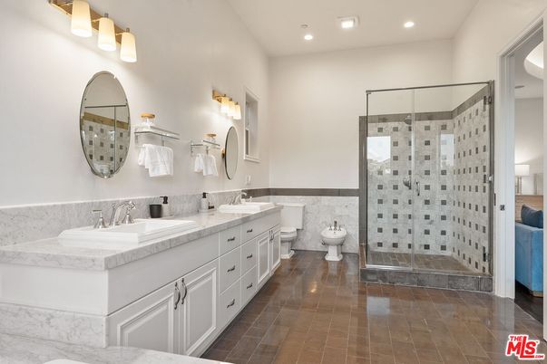 Bathroom, Dual Sink Vanities, Glass Shower, Interior, Recessed Lighting