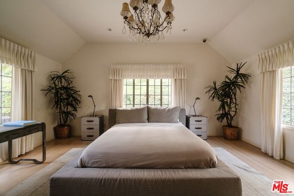 Bedroom, Chandelier, Interior, Wood Texture Flooring