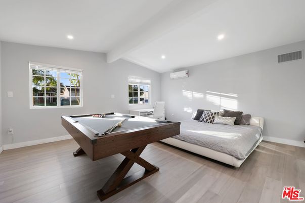 Billiard Table, Game Room, Interior, Recessed Lighting, Wood Texture Flooring