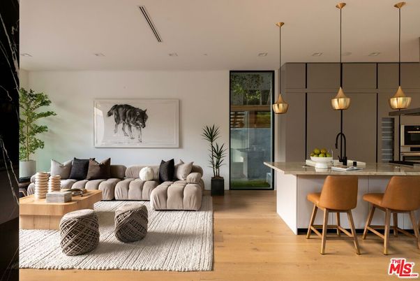 Interior, Kitchen, Living room, Pendant Lights, Recessed Lighting, Stainless Steel Appliances, Wood Texture Flooring