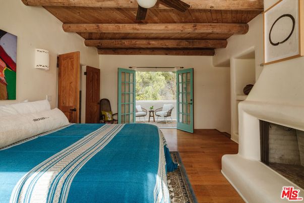 Bedroom, Fireplace, Interior, Wooden Beams, Wooden Ceilings, Wood Texture Flooring